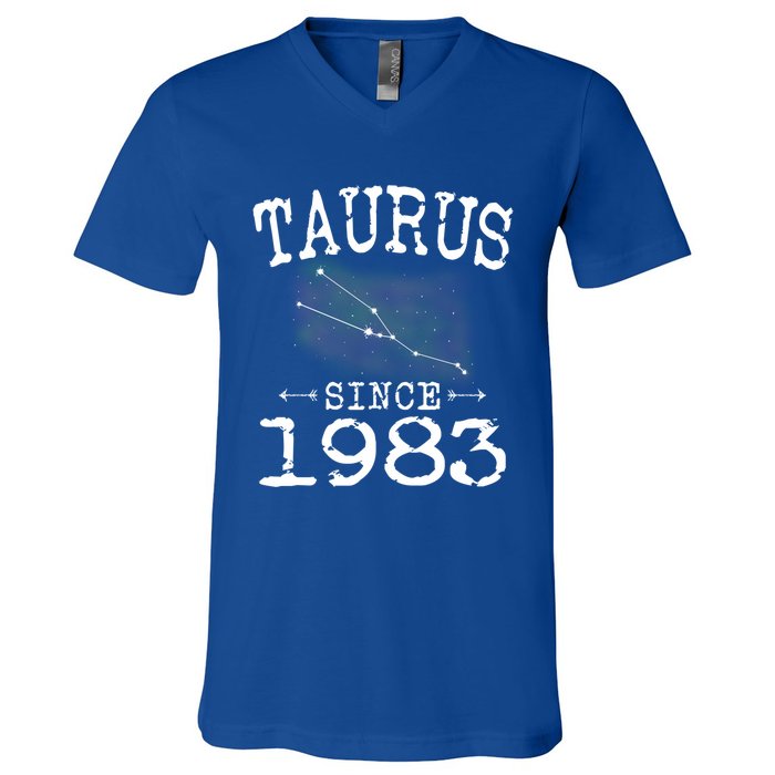 Taurus Since 1983 Taurus Star Sign Astrology 1983 Birthday Funny Gift V-Neck T-Shirt