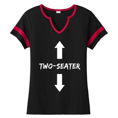 Two Seater 2 Seater Dad Funny Gift Ladies Halftime Notch Neck Tee