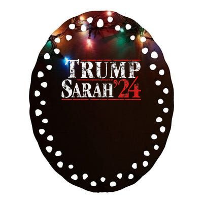 Trump Sarah 2024 Presidential Election Huckabee Sander Ceramic Oval Ornament