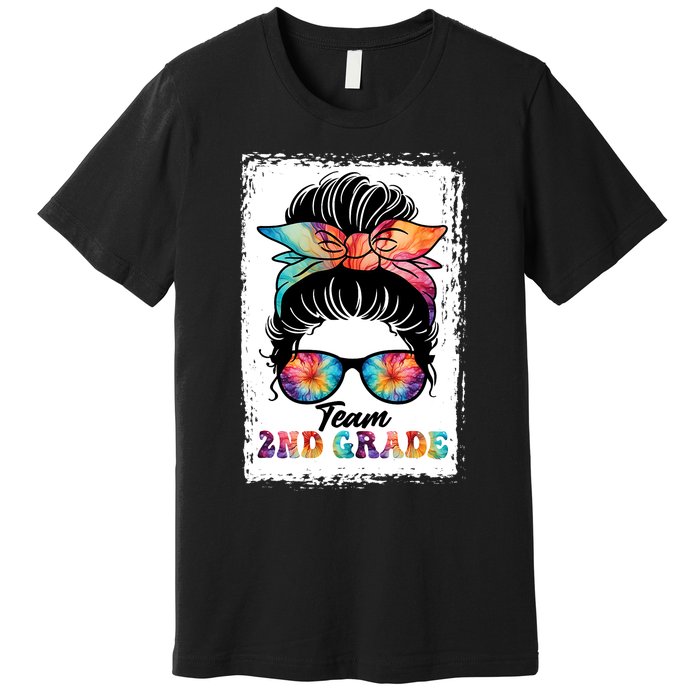 Team Second 2nd Grade Girl Messy Bun Back To School Funny Premium T-Shirt