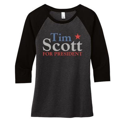 Tim Scott 2024 For President Women's Tri-Blend 3/4-Sleeve Raglan Shirt