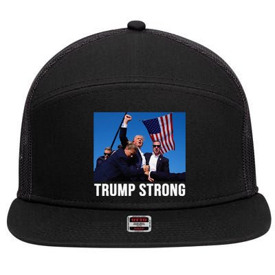 Trump Strong 2024 7 Panel Mesh Trucker Snapback Hat