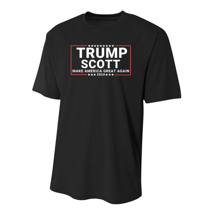 Trump Scott 2024 Make America Great Again Youth Performance Sprint T-Shirt