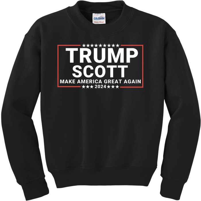 Trump Scott 2024 Make America Great Again Kids Sweatshirt