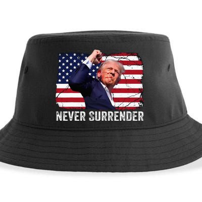 Trump Shot 2024 Rally Never Surrender Sustainable Bucket Hat