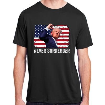 Trump Shot 2024 Rally Never Surrender Adult ChromaSoft Performance T-Shirt