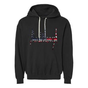 Trump Signature 2024 President Patriotic American Flag Usa Garment-Dyed Fleece Hoodie