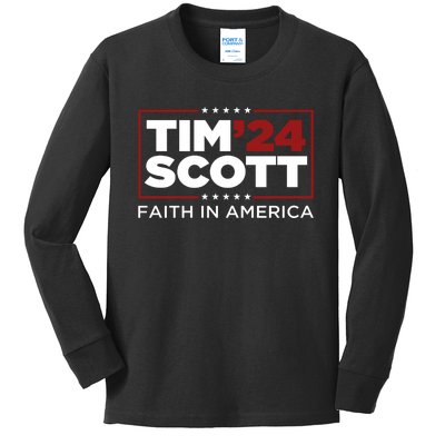 Tim Scott 2024 For President Election Campaign Republican Kids Long Sleeve Shirt