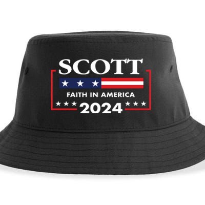 Tim Scott 2024 For President Election Campaign US Flag Sustainable Bucket Hat