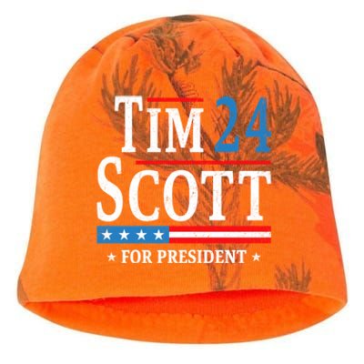 Tim Scott 2024 For President Election Campaign US Flag Kati - Camo Knit Beanie