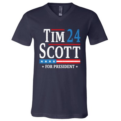 Tim Scott 2024 For President Election Campaign US Flag V-Neck T-Shirt