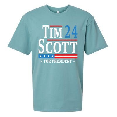 Tim Scott 2024 For President Election Campaign US Flag Sueded Cloud Jersey T-Shirt