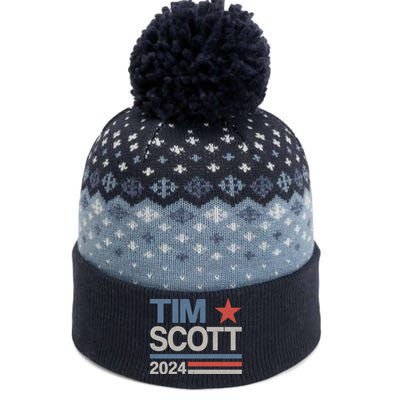 Tim Scott 2024 For President Election Campaign US Flag The Baniff Cuffed Pom Beanie