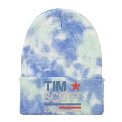 Tim Scott 2024 For President Election Campaign US Flag Tie Dye 12in Knit Beanie