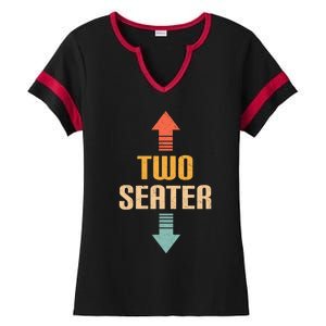 Two Seater 2 Seater Distressed Funny Gag Dad Joke Meme Gift Ladies Halftime Notch Neck Tee