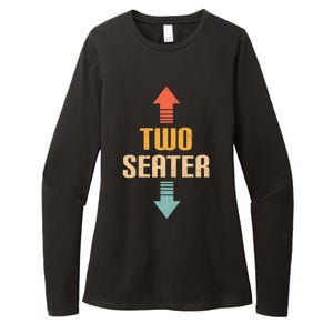 Two Seater 2 Seater Distressed Funny Gag Dad Joke Meme Gift Womens CVC Long Sleeve Shirt