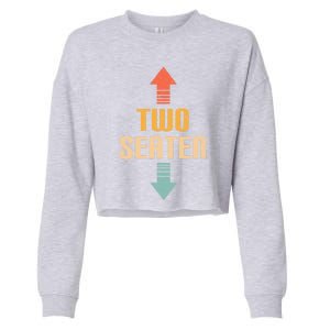 Two Seater 2 Seater Distressed Funny Gag Dad Joke Meme Gift Cropped Pullover Crew