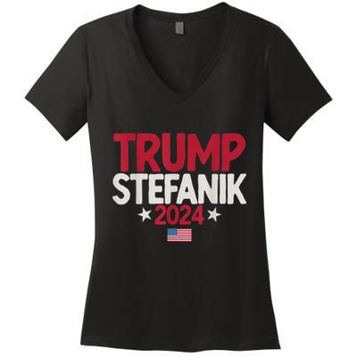Trump Stefanik 2024 Shirts Vintage Trump Stefanik 2024 Women's V-Neck T-Shirt