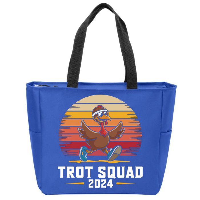 Trot Squad 2024 Turkey Run Thanksgiving Running Gift Zip Tote Bag