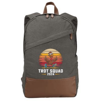 Trot Squad 2024 Turkey Run Thanksgiving Running Gift Cotton Canvas Backpack