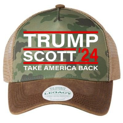 Trump Scott 2024 Take America Back Pro Trump 24 Legacy Tie Dye Trucker Hat