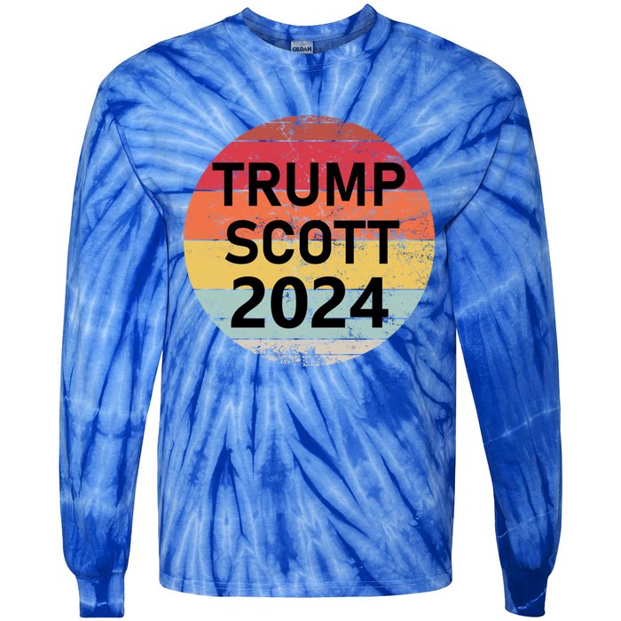 Trump Scott 2024 President Vote Usa Election Maga Gift Tie-Dye Long Sleeve Shirt