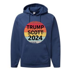 Trump Scott 2024 President Vote Usa Election Maga Gift Performance Fleece Hoodie