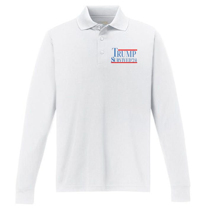 Trump Survived 24 Performance Long Sleeve Polo