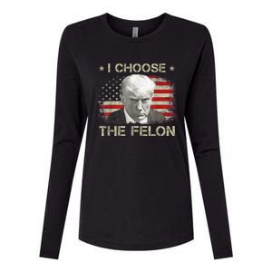 Trump Shirts 2024 I Choose The Felon Convicted Felon Womens Cotton Relaxed Long Sleeve T-Shirt