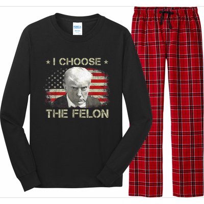 Trump Shirts 2024 I Choose The Felon Convicted Felon Long Sleeve Pajama Set