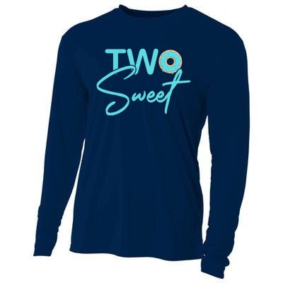 TWO SWEET 2 YEAR OLD 2nd Birthday Gift Donut Cooling Performance Long Sleeve Crew