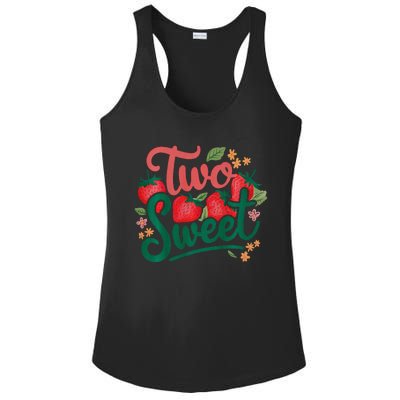 Two Sweet 2nd Birthday Strawberry Theme 2 Year Old Ladies PosiCharge Competitor Racerback Tank