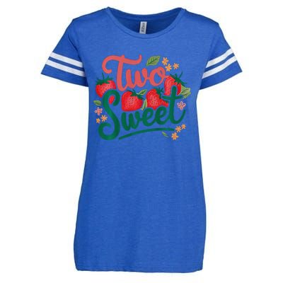 Two Sweet 2nd Birthday Strawberry Theme 2 Year Old Enza Ladies Jersey Football T-Shirt