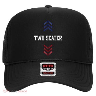 Two Seater 4th Of July Usa Flag Dad Joke Gift High Crown Mesh Back Trucker Hat