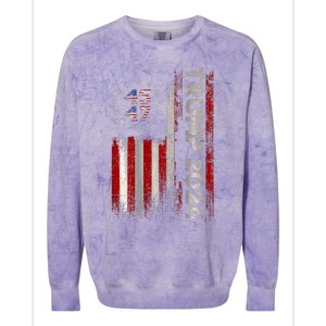 Two Side 45 47 Trump 2024 American Flag (On Back) Colorblast Crewneck Sweatshirt