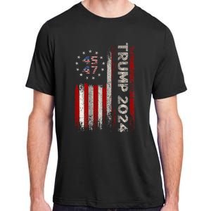 Two Side 45 47 Trump 2024 American Flag (On Back) Adult ChromaSoft Performance T-Shirt