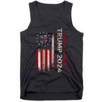 Two Side 45 47 Trump 2024 American Flag (On Back) Tank Top