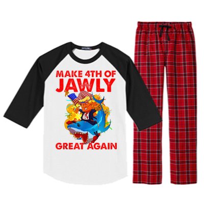 Trump Shark 4th Of July Patriotic Pun Merica Fourth Raglan Sleeve Pajama Set