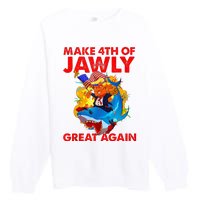 Trump Shark 4th Of July Patriotic Pun Merica Fourth Premium Crewneck Sweatshirt