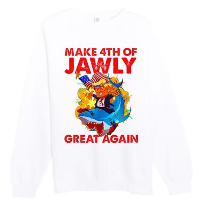 Trump Shark 4th Of July Patriotic Pun Merica Fourth Premium Crewneck Sweatshirt