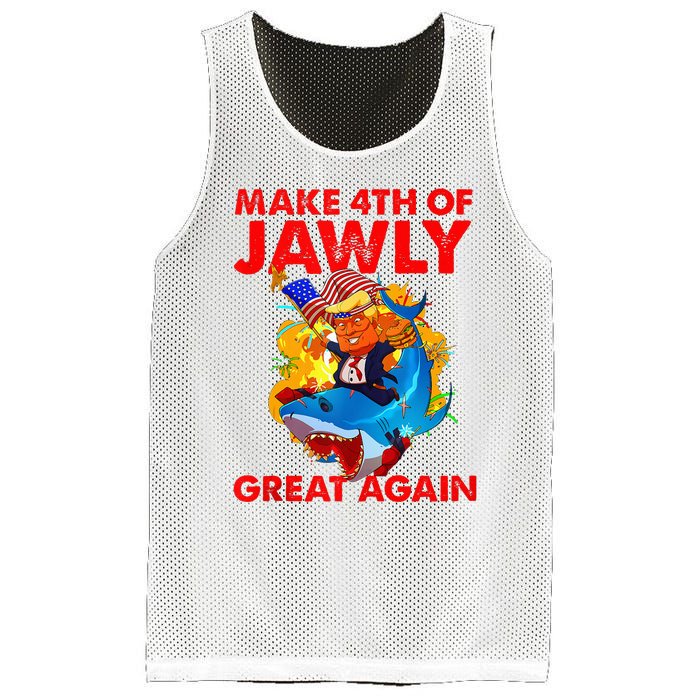 Trump Shark 4th Of July Patriotic Pun Merica Fourth Mesh Reversible Basketball Jersey Tank