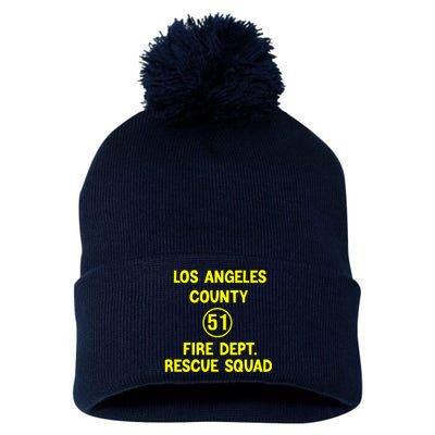 Truck Side 51 Emergency Squad Logo Essential Pom Pom 12in Knit Beanie