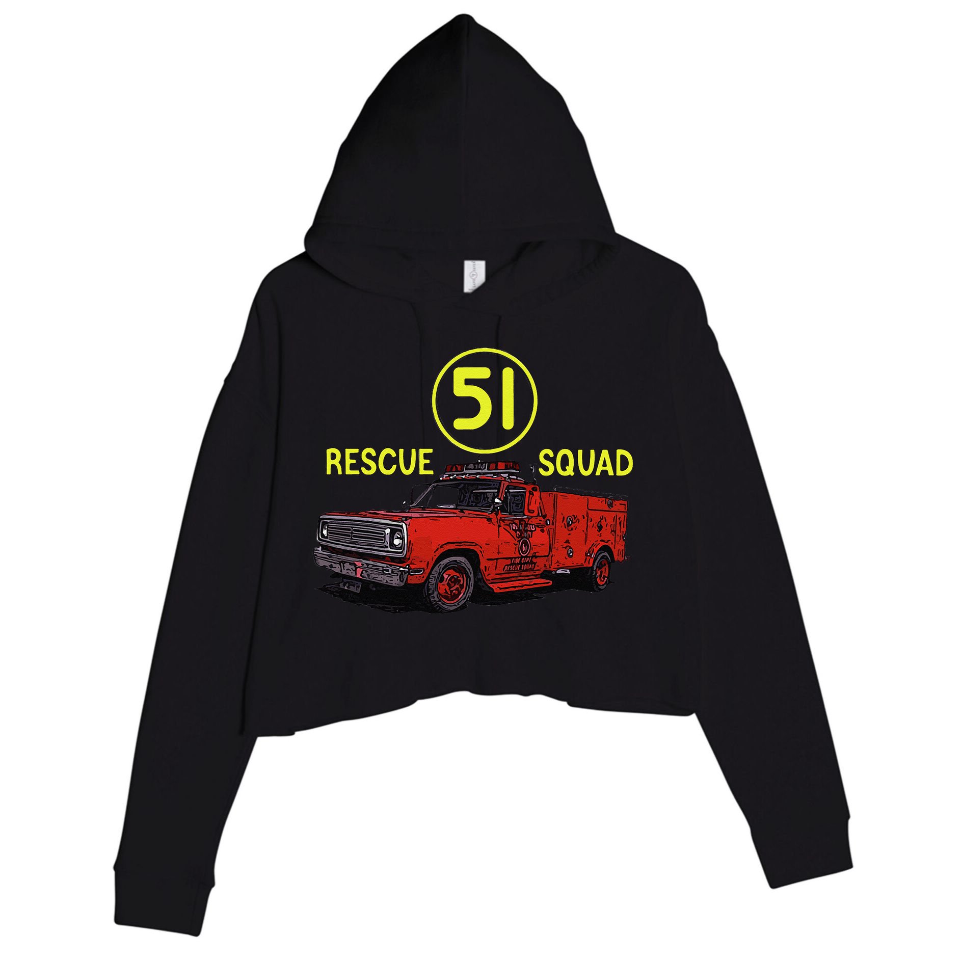 Truck Side 51 Emergency Squad Logo Essential Crop Fleece Hoodie