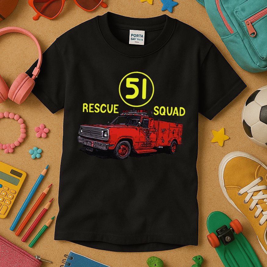 Truck Side 51 Emergency Squad Logo Essential Kids T-Shirt