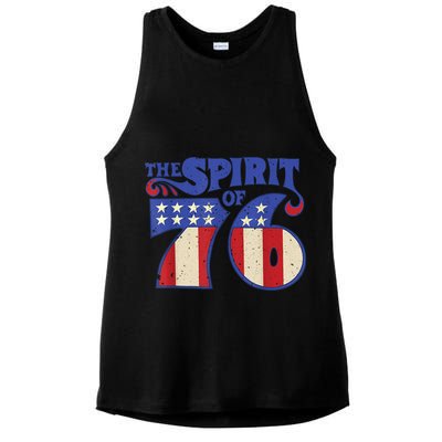 The Spirit 76 Vintage Retro 4th Of July Independence Day Ladies PosiCharge Tri-Blend Wicking Tank