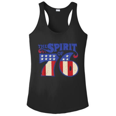 The Spirit 76 Vintage Retro 4th Of July Independence Day Ladies PosiCharge Competitor Racerback Tank