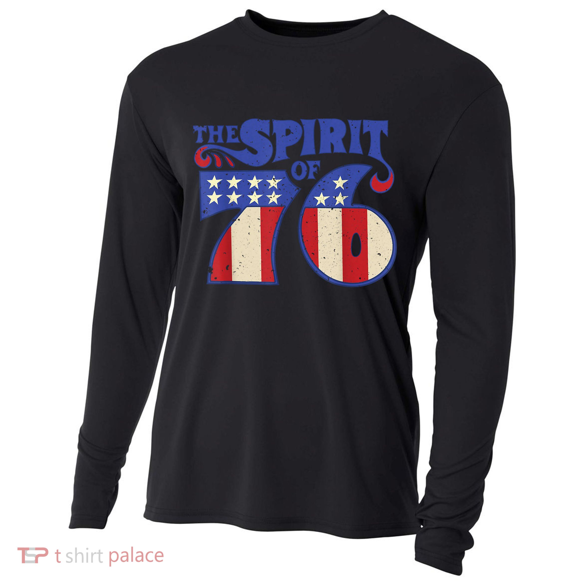The Spirit 76 Vintage Retro 4th Of July Independence Day Cooling Performance Long Sleeve Crew