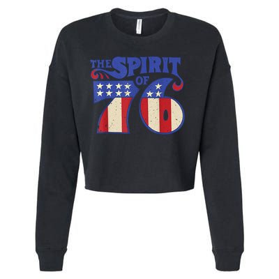 The Spirit 76 Vintage Retro 4th Of July Independence Day Cropped Pullover Crew