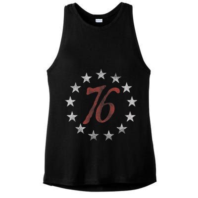 The Spirit 76 Vintage Retro 4th Of July Independence Day Ladies PosiCharge Tri-Blend Wicking Tank