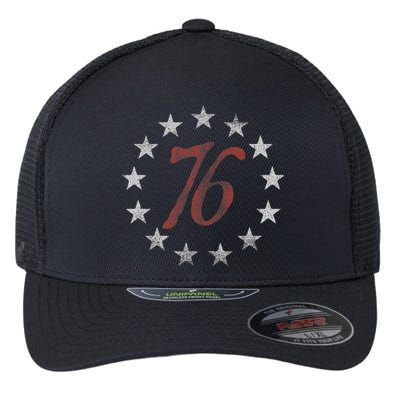 The Spirit 76 Vintage Retro 4th Of July Independence Day Flexfit Unipanel Trucker Cap